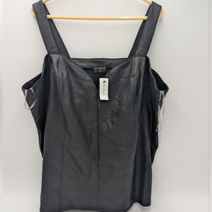 Lane Bryant Fitted Sweatheart Bustier Goth Faux Leather Top 28 Black Sleeveless